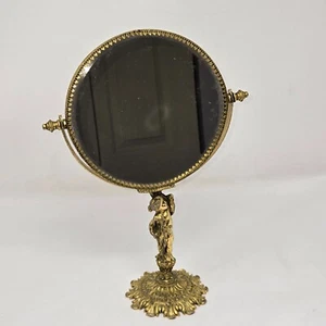 VTG STYLEGUILT ACCESSORIES NY CHERUB GOLDPLATED BRASS VANITY 2-SIDED FLIP MIRROR - Picture 1 of 10