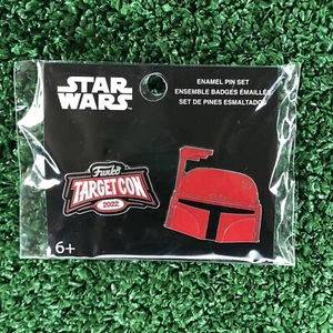 Funko Boba Fett Mandalorian Red Enamel Pin Set Target Con 2022 Disney Star Wars - Picture 1 of 3