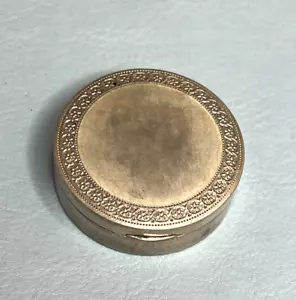 Antike runde kleine Sterling Silber Schnupftabak oder Pillendose gravierter Deckel - Bild 1 von 6