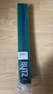 Blitz Sports Green Stripe Blue Lightweight Karate/Judo Belt - 280cm - Picture 1 of 3