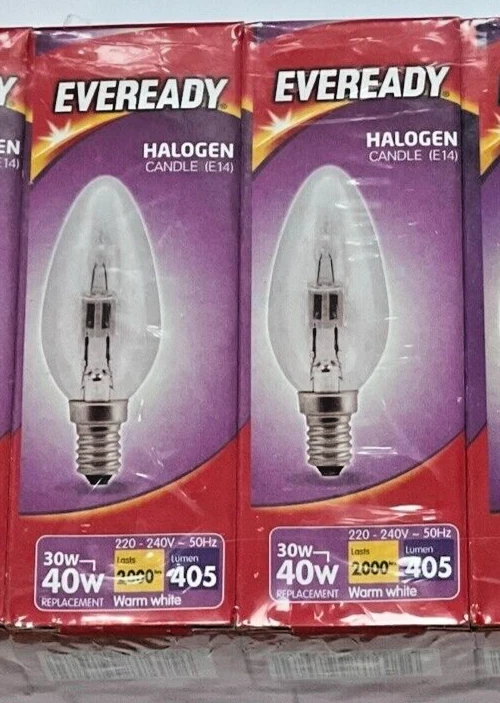 30w 40w Watt E14 SES Small Screw In Clear Halogen Saver Candle Light Bulb - Image 1 of 1