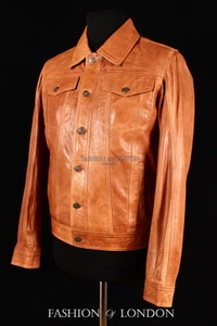 Men's TRUCKER Lambskin Leather Jacket Western Classic Style Shirt Jacket 1280 - Picture 1 of 11