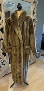 Vintage Y2K J. Percy Marvin Richard’s luxuriöser langer Mantel Zobel braun Kunstfell Gr. M - Bild 1 von 22