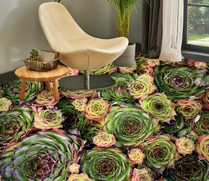 3D Green Petals 33RAIN76 Floor WallPaper Murals Wall Print Decal AJ Honey - Picture 1 of 7