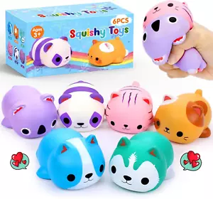 6PCS Cat Squishies Slow Rising Stress Balls for Kids Adults Jumbo Foam Squishy T - Picture 1 of 9
