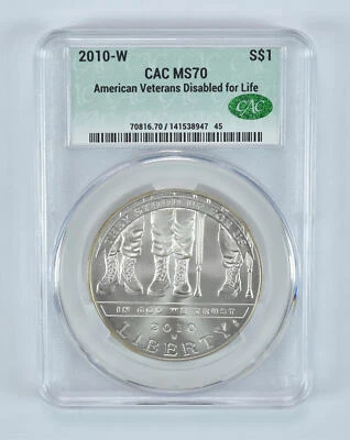2010-W Disabled Veterans Commemorative Silver Dollar MS70 CAC - Image 1 of 4