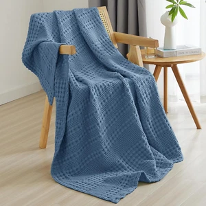 100% Cotton Waffle Weave Throw Blanket, Soft Lightweight Breathable Cozy Throws - Picture 1 of 7