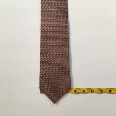 Salvatore ferragamo галстук L 61» w 3,5» коричневый розовый 100% шелк сделано в Италии pa0871 - Изображение 1 из 4