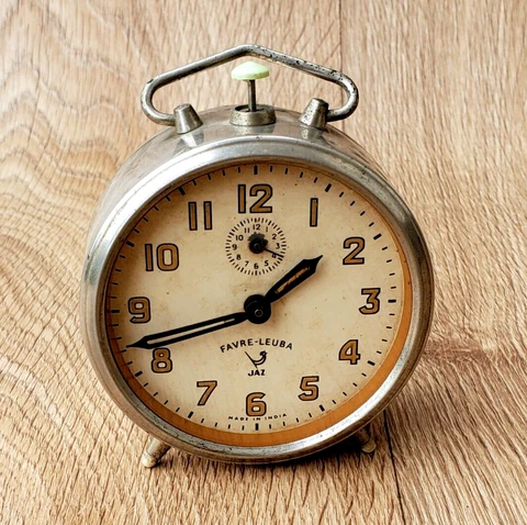 Vintage Original FAVRE-LEUBA JAZ Antique Table Alarm Clock In Working Condition Cover