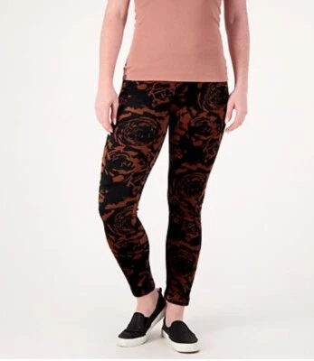 Cuddl Duds Double Plush Velour Leggings Grey Oak Floral Large A293100 - Image 1 of 4