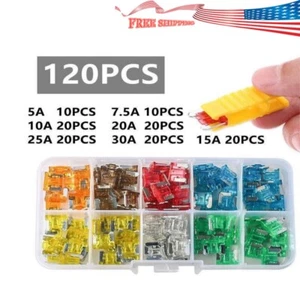 5A-30A Assortment Low Profile Micro Mini Blade Fuse Set Kit Car Truck 120Pcs - Picture 1 of 9