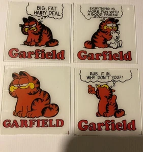 4- Vintage 1980er GARFIELD The Cat Karneval Glasspiegel Preis 6x6 alle unterschiedlich - Bild 1 von 7