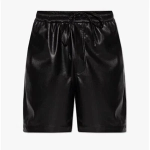 Men's Leather Elastic Drawstring Waistband Shorts, Men Leather Shorts-LeatherViz - Picture 1 of 5
