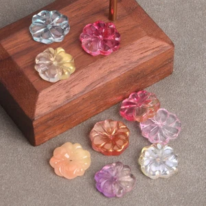 10 Stck 15mm Blume Blütenblatt Glas Lose Perlen Anhänger Schmuckherstellung DIY - Picture 1 of 4