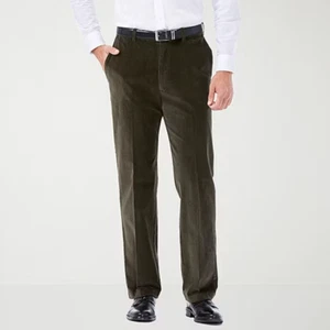 Haggar Men's Straight Fit Stretch Military Green Corduroy Chino Pants, 36W x 30L - Picture 1 of 7