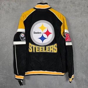 Chaqueta de cuero genuino Pittsburgh Steelers cremallera completa para hombre XL NUEVA CON ETIQUETAS - Imagen 1 de 12