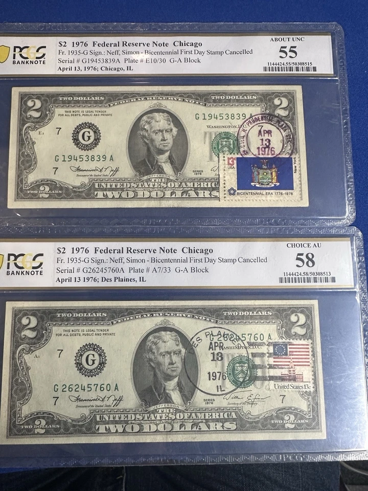 2 1976 $2 Notes PCGS Graded! Both From Chicago ! - Image 1 of 4