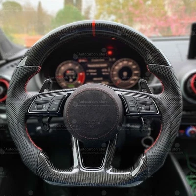 Руль из углеродного волокна подходит для Audi A3 A4 RS3 RS4 RS5 RS6 RS7 S3 S4 S6 S7 17-20 - Изображение 1 из 4