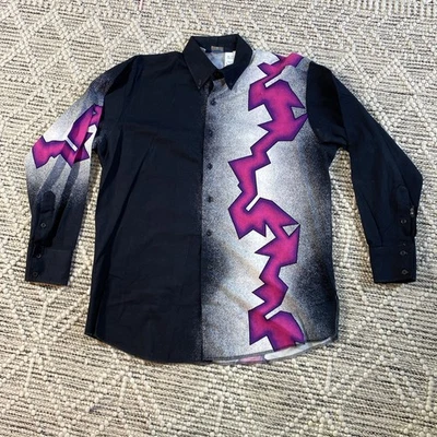 Vintage Brooks & Dunn Panhandle Slim Button Black Pink Lightning 17-35  XXL Long - Image 1 of 4