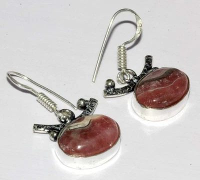925 Серебряное покрытие специальная сделка родохрозит серьги размер 1,3 «GW - Изображение 1 из 3