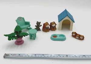 Fisher Price Loving Family Dollhouse Plant Doghouse Puppies Cat Rocking Chair - Picture 1 of 18