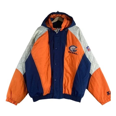 Vintage Starter Chicago Bears NFL Hooded Quilted Jacket Multicolor Mens XL - Image 1 of 4