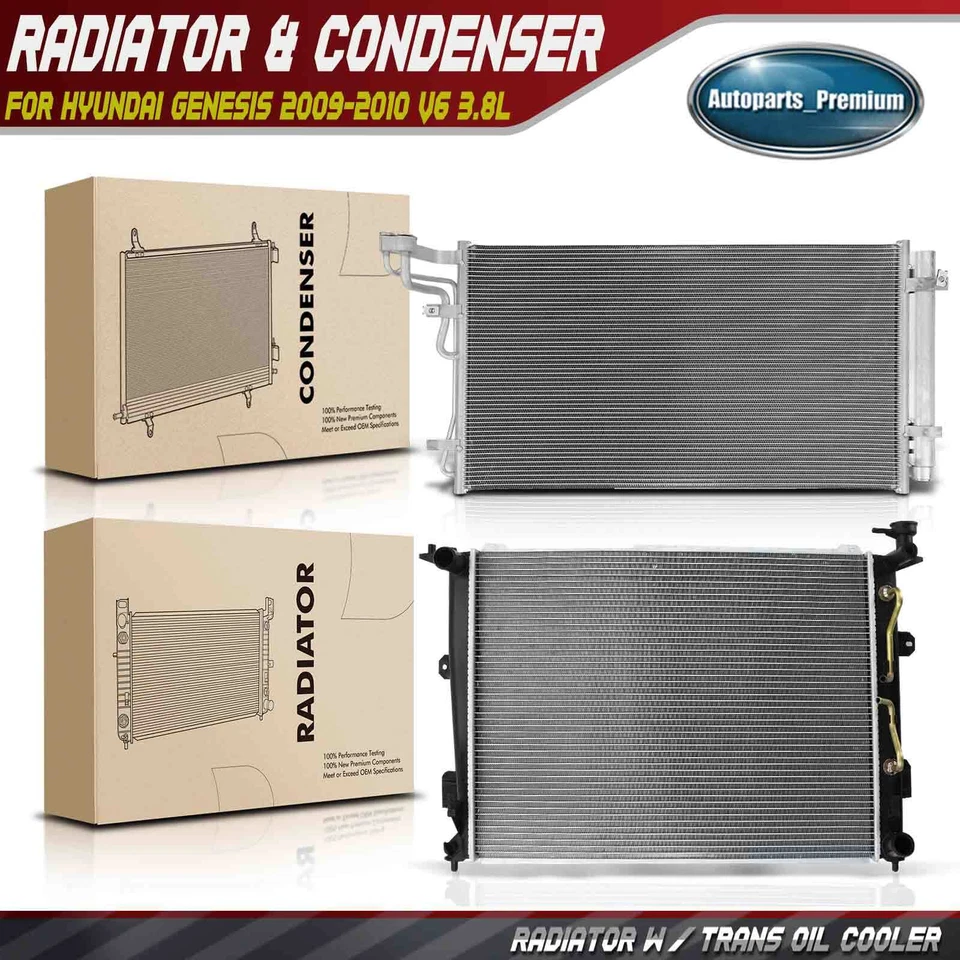 2x Kit de refrigeración de radiador y condensador de CA para Hyundai Genesis 2009-2010 V6 3,8 L Foto 1 de 4