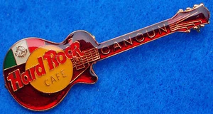 GUITARRA CANCÚN MÉXICO BANDERA MEXICANA GIBSON ROJA LP ESMALTE TRANSPARENTE PIN Hard Rock Café - Imagen 1 de 1