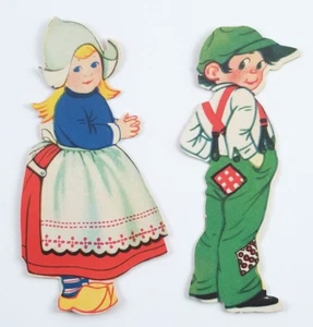 De colección Troquelado Papel Chatarra Holandés Niña Y Niño Usando Tirantes Sombrero 3 1/2" - Imagen 1 de 8