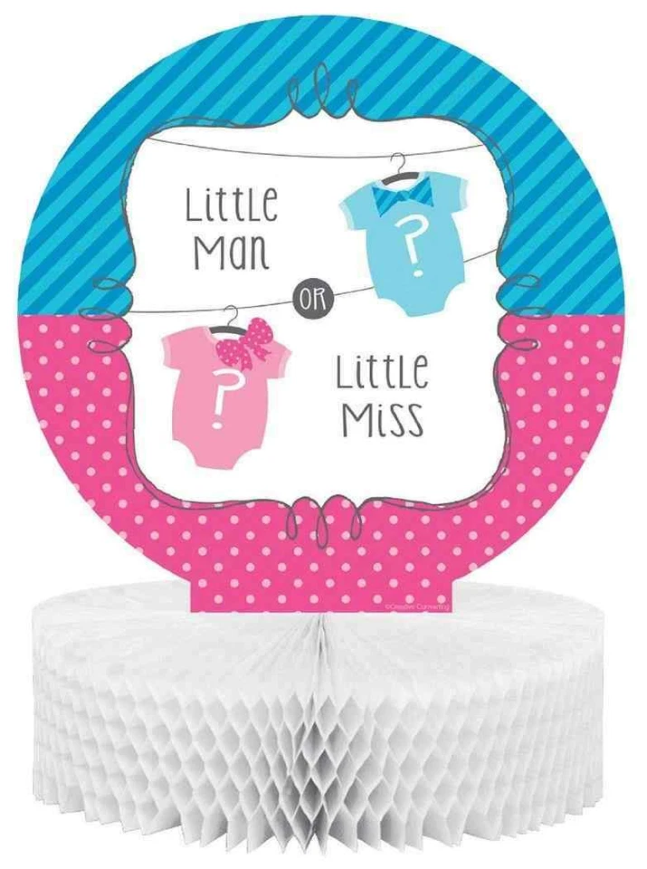 Bow or Bowtie? Gender Reveal Pink Blue Baby Shower Party Decoration Centerpiece - Image 1 of 1