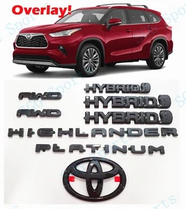 Gloss Black HYBRID Highlander AWD Platinum LOGO OVERLAY Emblem 2020+ Highlander - Bild 1 von 11