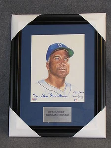 Duke Snider & Ron Lewis Autographed 8x10 Color Print Matted & Framed PSA - Picture 1 of 6