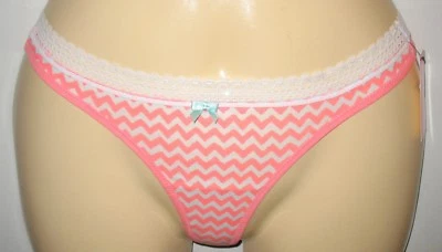 BETSEY JOHNSON - NUEVO - PEQUEÑO - ROSA Y BLANCO ALGODÓN ELÁSTICO TANGA PANTY  Foto 1 de 3