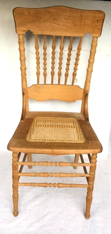 Antique Vintage Oak Wood Matching Spindle High Back Side Dining Chair - Nice!! Cover