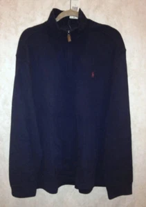 POLO Ralph Lauren Navy Blue Cotton 1/2 Zip Pullover L/S Sweater NEW Mens 2XLT - Picture 1 of 1