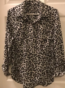 Princess Cruises Damen schwarz weiß Tier Leopardenmuster Top Größe L gebraucht, in einwandfreiem Zustand - Bild 1 von 6