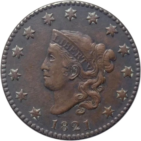 1821 1c Coronet Large Cent - Lowest Recorded Mintage of all Coronet Large Cents Cover