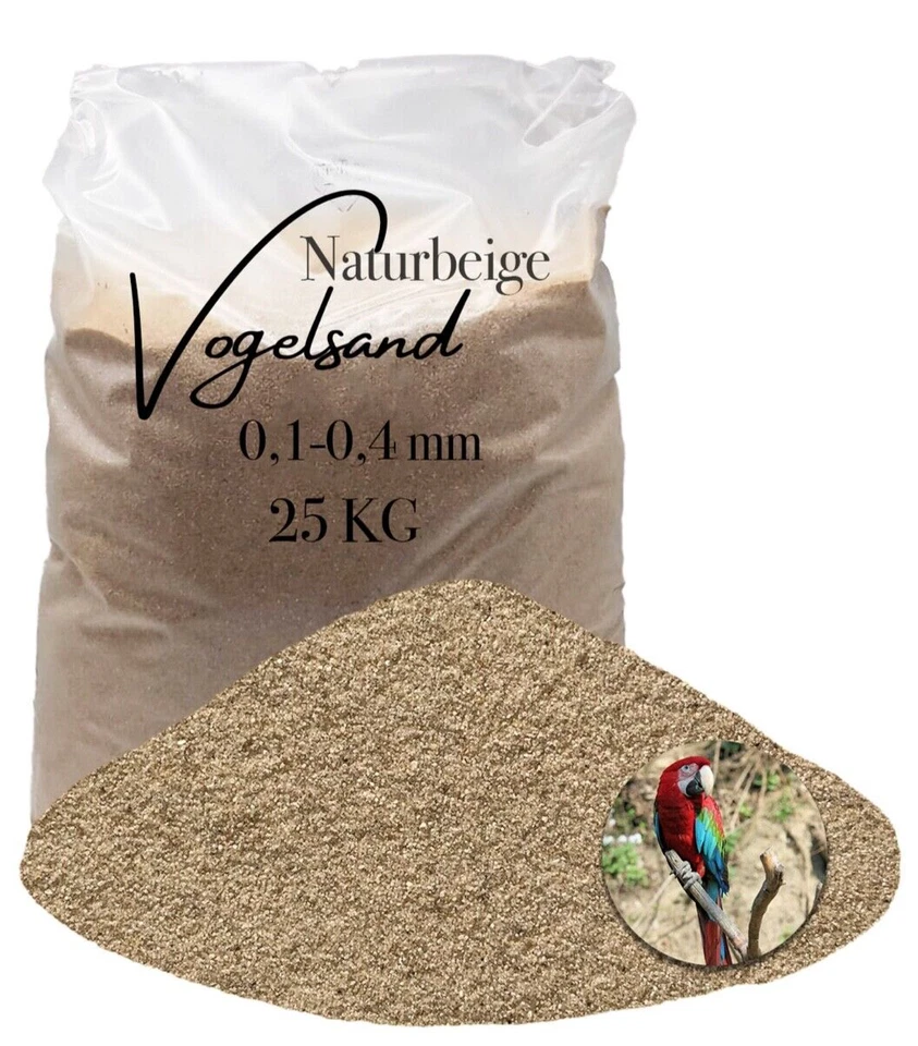 KRISTALLQUARZSAND naturreiner beiger Vogelsand 25kg ohne Anis und Grit 0,1-0,4 mm entstaubt