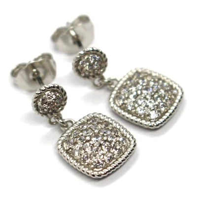 REBECCA BRONZE EARRINGS, PENDANT 15 MM, SQUARE, ZIRCONIA, B14OBB14, ITALY MADE - Image 1 of 3