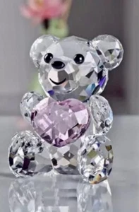 CRYSTAL CUT GLASS Teddy Bear FIGURINE SWAROVSKI STYLE Unsigned 10cm tall - Picture 1 of 3