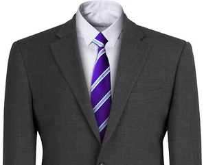 Purple  Silver Striped Clip On Tie Clipper Narrow White Stripes Safety Security - Picture 1 of 2