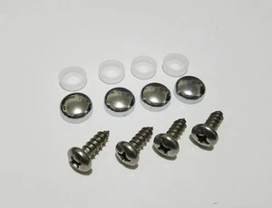 Cubiertas de tapa de rosca de seguridad para matrícula CON TORNILLOS DE ACERO INOXIDABLE - CROMO BRILLO OEM - Imagen 1 de 2