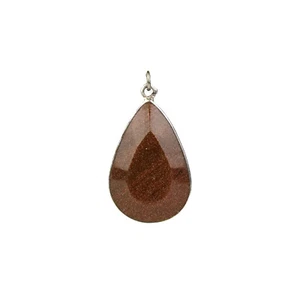Antique Silver Bezel Goldstone Drop Pendant - Picture 1 of 4