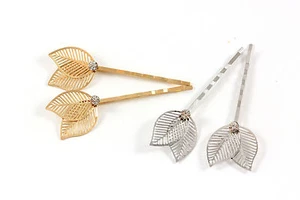 2 x Haarnadeln Blatt Blätter Strass Haarschmuck Brautschmuck A313 - Bild 1 von 3