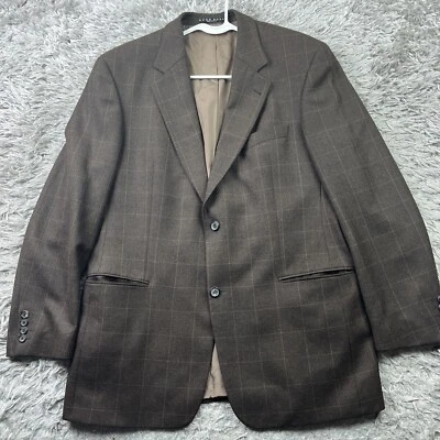 HUGO BOSS 44R Brown Windowpane  Cashmere Virgin Wool GALILEI Blazer Jacket Act45 - Image 1 of 4