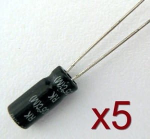5x Condensateur électrolytique 25V 10uF Aluminium Electrolytic Capacitor 10x5mm - Imagen 1 de 2