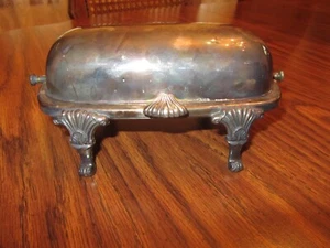 Vintage Bristol Silver by Poole # 46 versilberte Butterdose mit Roll Top - Bild 1 von 8