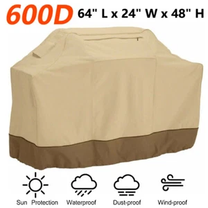600D Heavy Duty BBQ Grill Cover 64" Waterproof UV Protection Outdoor Barbecue - Picture 1 of 11