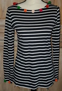Boden blu navy bianco righe pom camicia donna taglia UK 8 US 4 nuova con etichette *22 - Foto 1 di 7