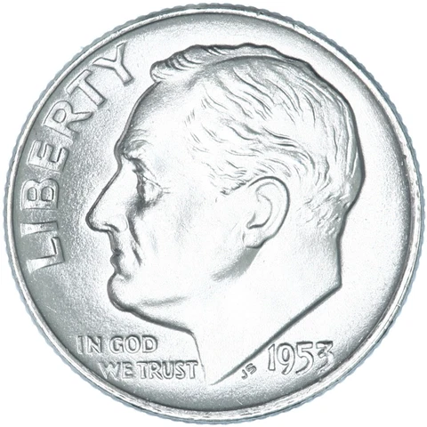 1953 D Roosevelt Dime 90% Silver Choice BU US Coin Cover